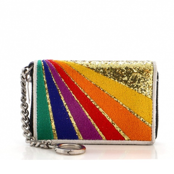 Saint Laurent rainbow glitter zipper  Wallet - Picture 1 of 9